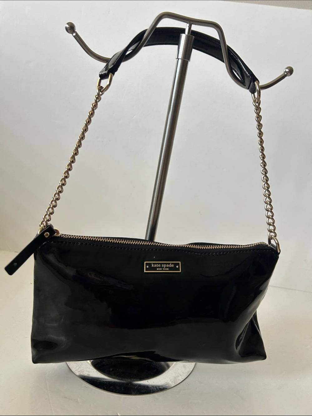 kate spade Black Patent Leather Shoulder Bag  Minimalist So Cute!